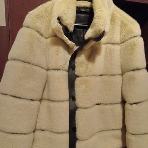 Light beige/cream faux fur jacket